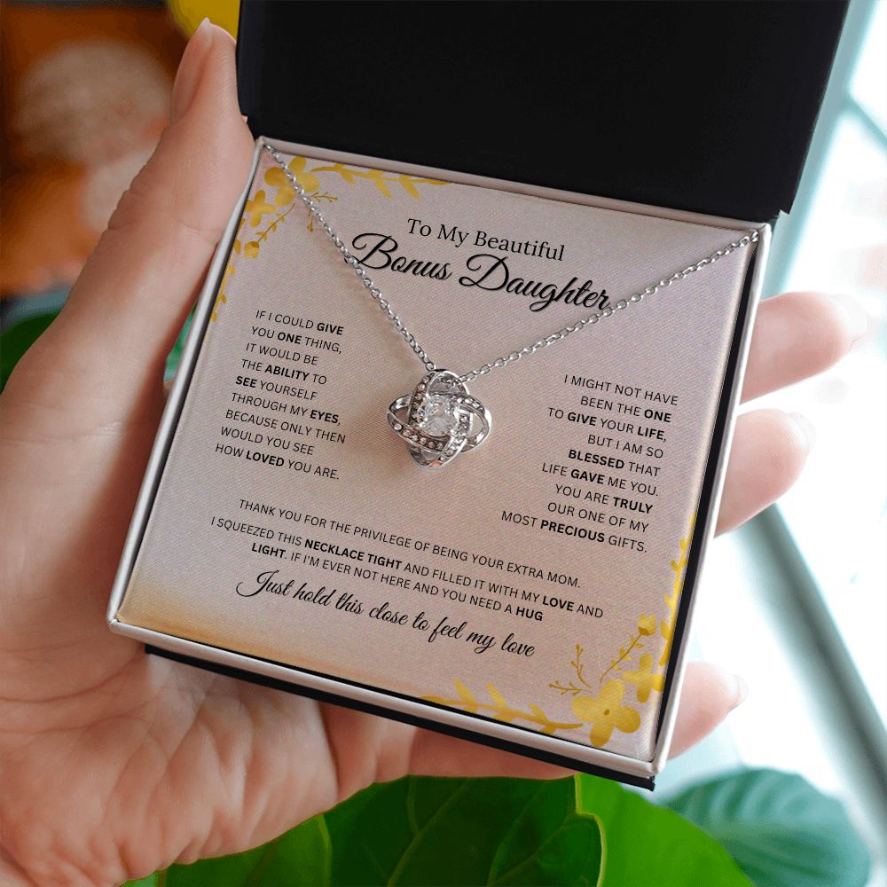 To My Bonus Daughter | Feel My Love | Love Knot Necklace