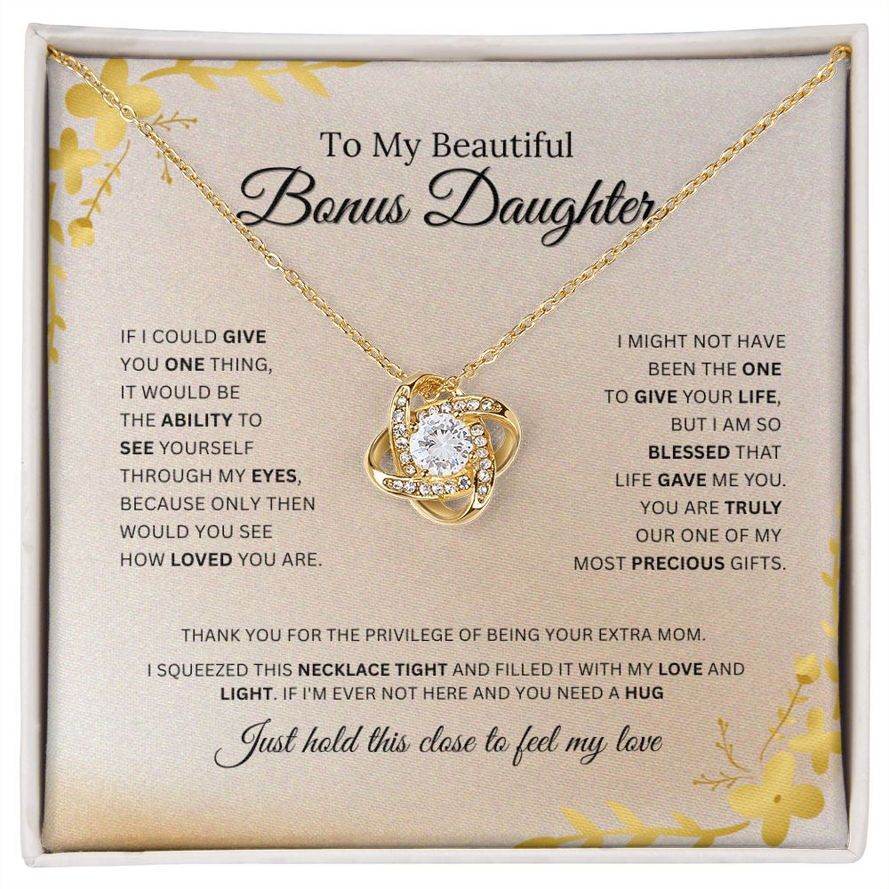 To My Bonus Daughter | Feel My Love | Love Knot Necklace