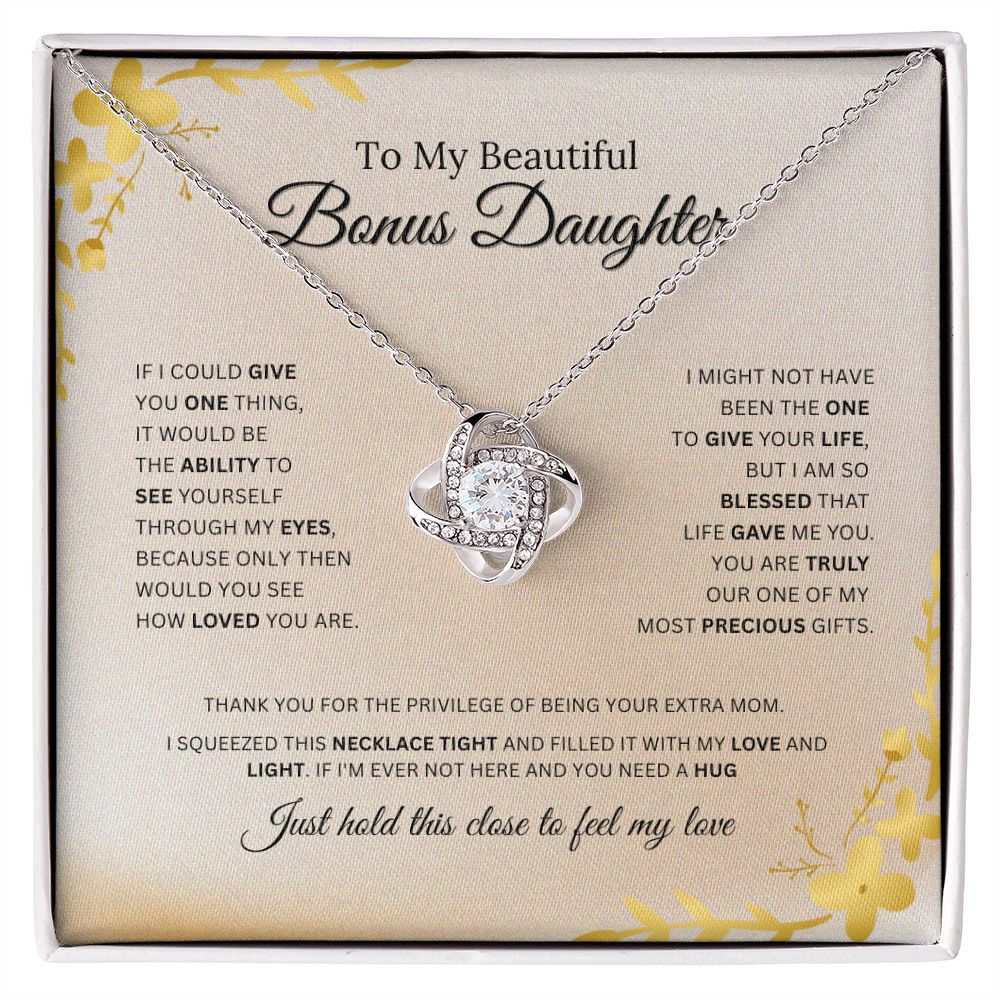 To My Bonus Daughter | Feel My Love | Love Knot Necklace