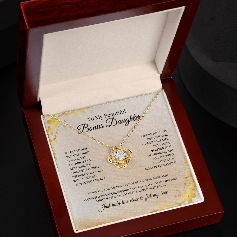 To My Bonus Daughter | Feel My Love | Love Knot Necklace