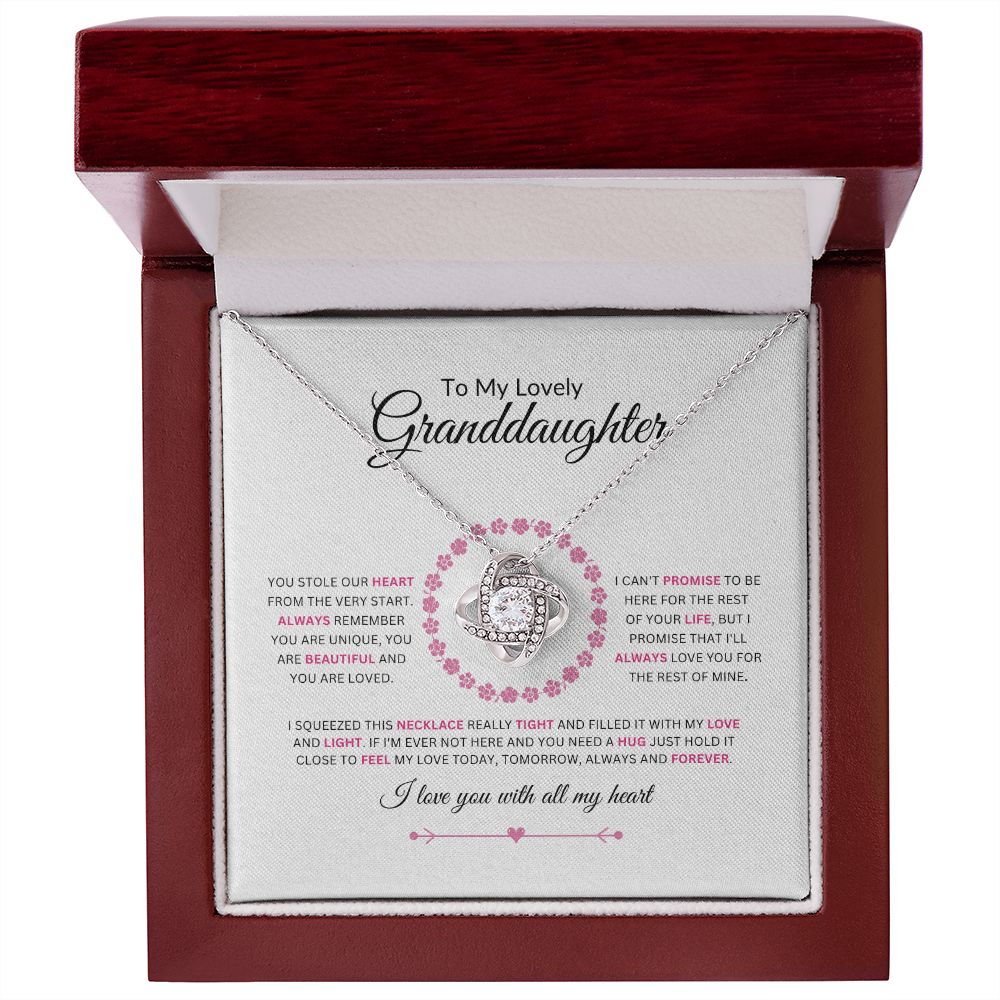 To My Granddaughter | Light | Love Knot Necklace