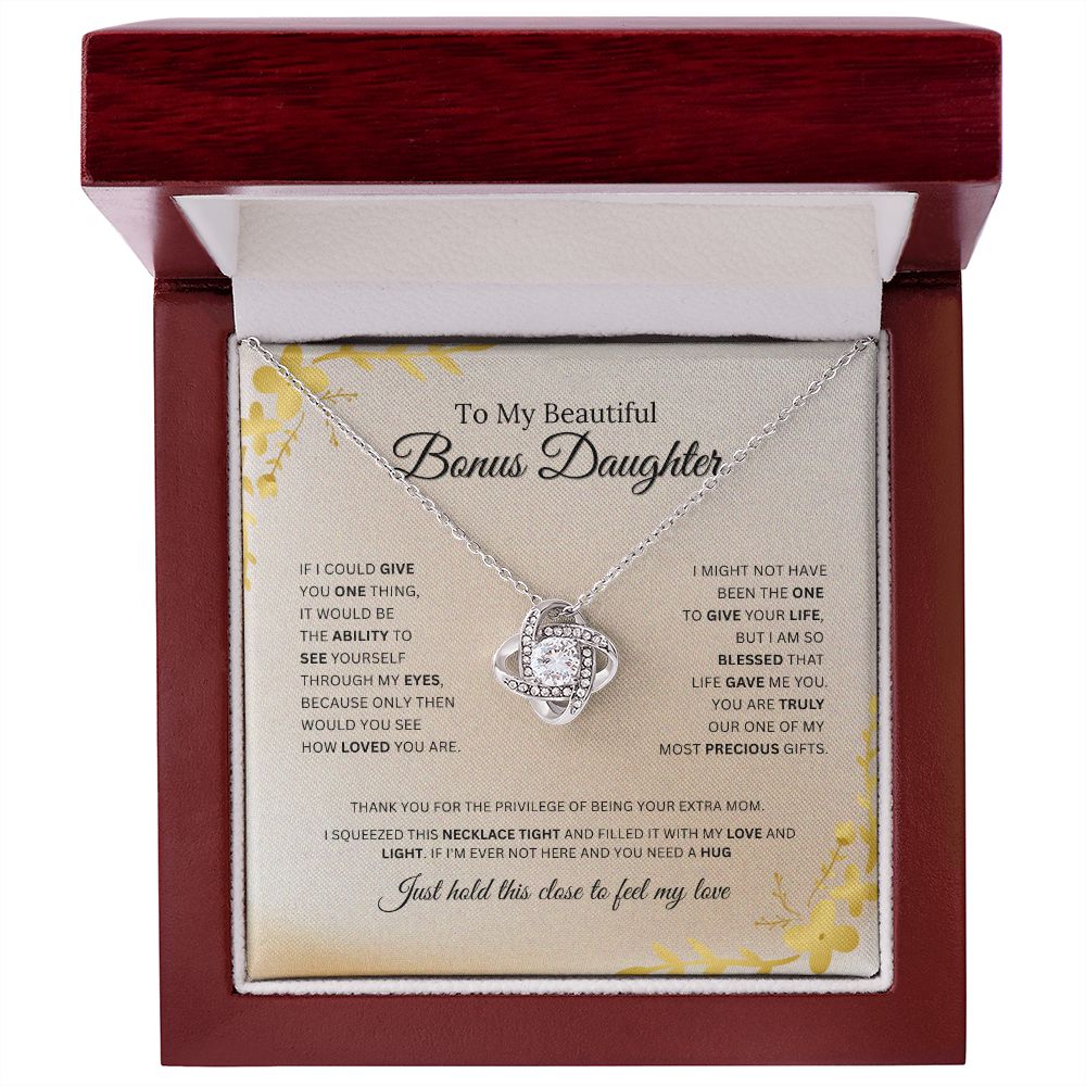 To My Bonus Daughter | Feel My Love | Love Knot Necklace
